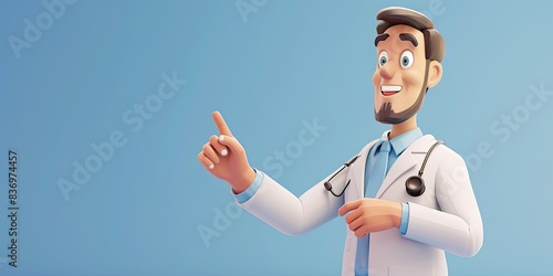 a image of a cartoon doctor points at something with his finger photo