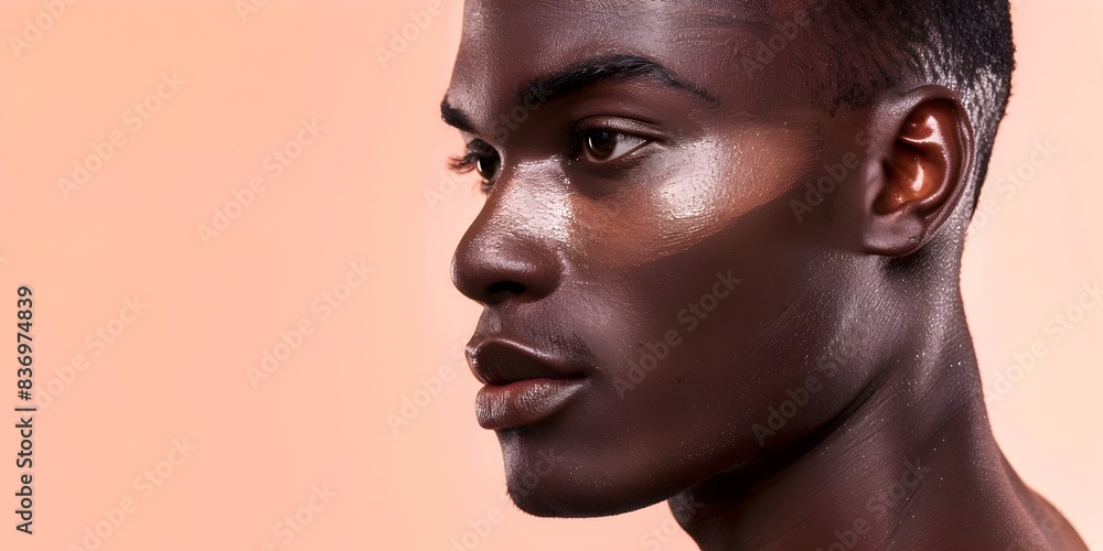 Handsome African Male Model s Face Showcased for Premium Skincare Advertising Handsome African Male Model s Face Showcased for Premium Skincare Advertising
