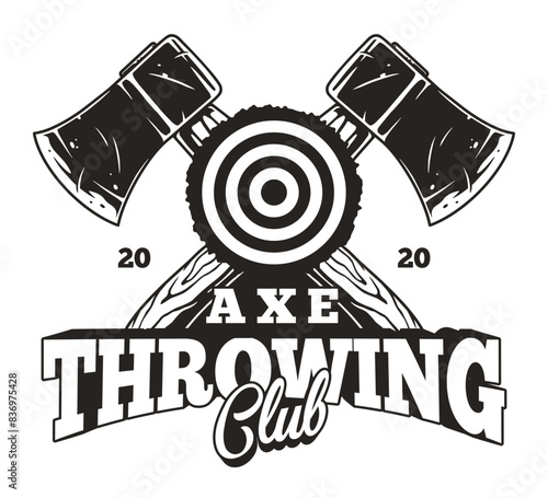 Axe throwing club monochrome poster