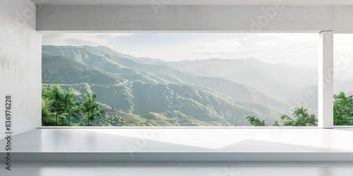 Modern Window View of Rolling Hills photo