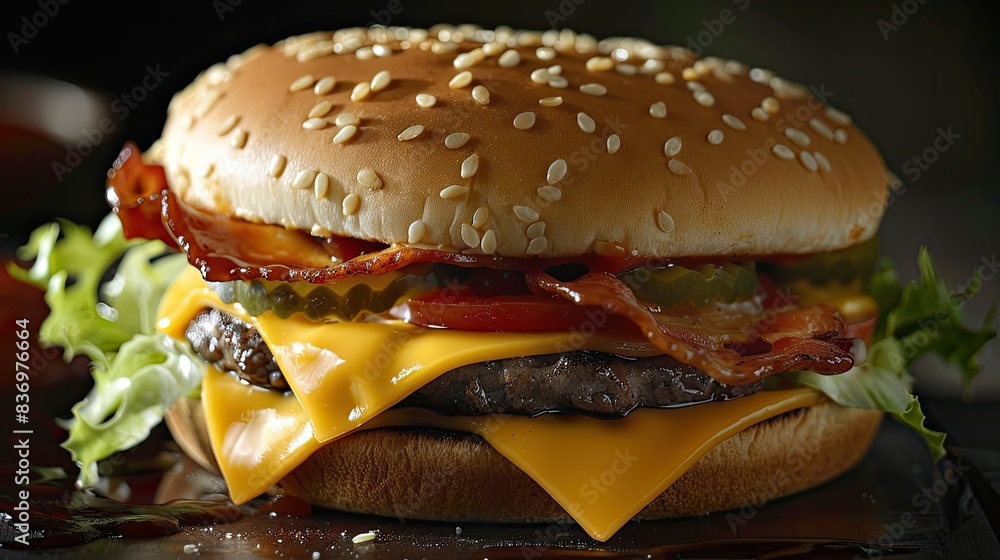 tasty cheese burger on dark background tasty cheese burger on dark background