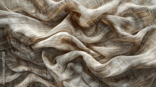 Crumpled linen, soft pastel shades, 3D sketch, detailed texture, natural