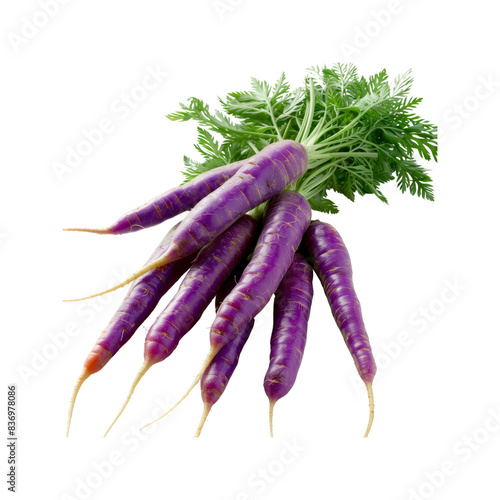 Purple Carrots Offer A Twist On Tradition, Their Vibrant Hue A Feast For The Eyes Against The Blank Canvas photo