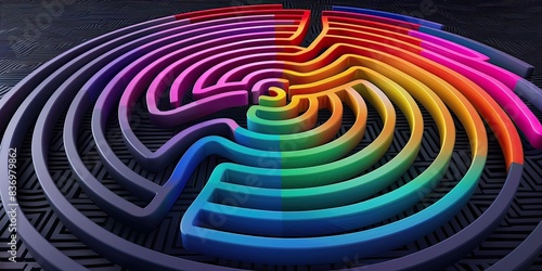 Neon Light Maze Pattern photo