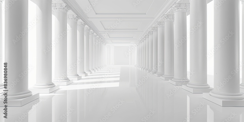 Fototapeta premium Elegant White Pillars in Hallway