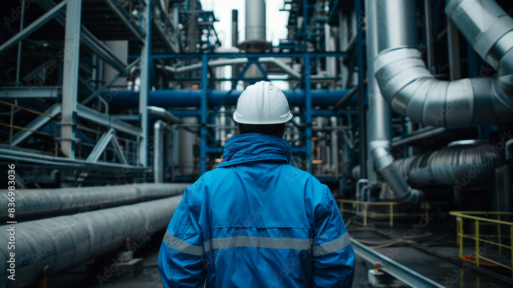 custom made wallpaper toronto digitalA gas industry researcher stands inside a refinery.