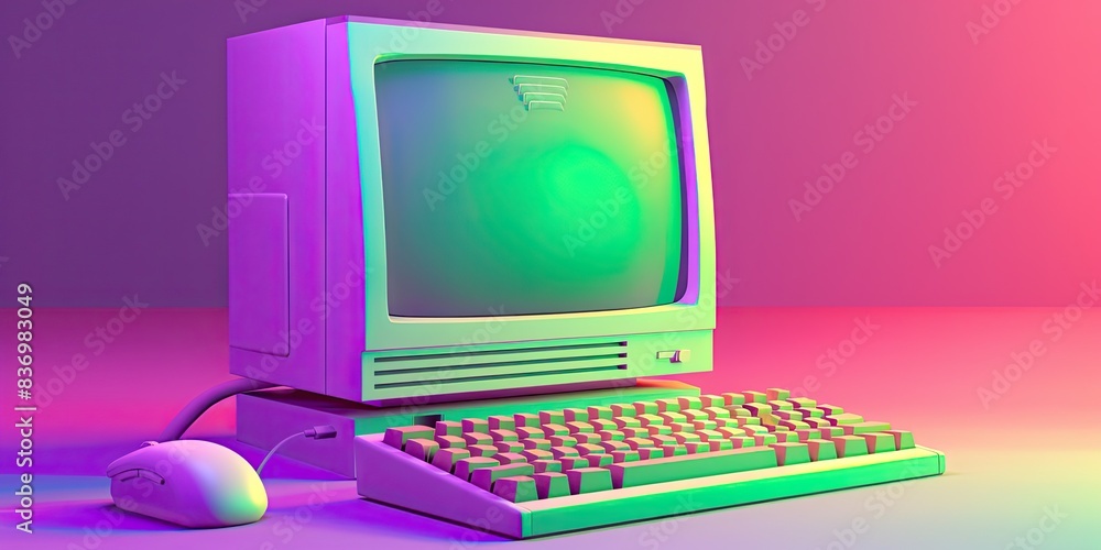 a image of a computer with a keyboard and mouse on a pink background a image of a computer with a keyboard and mouse on a pink background