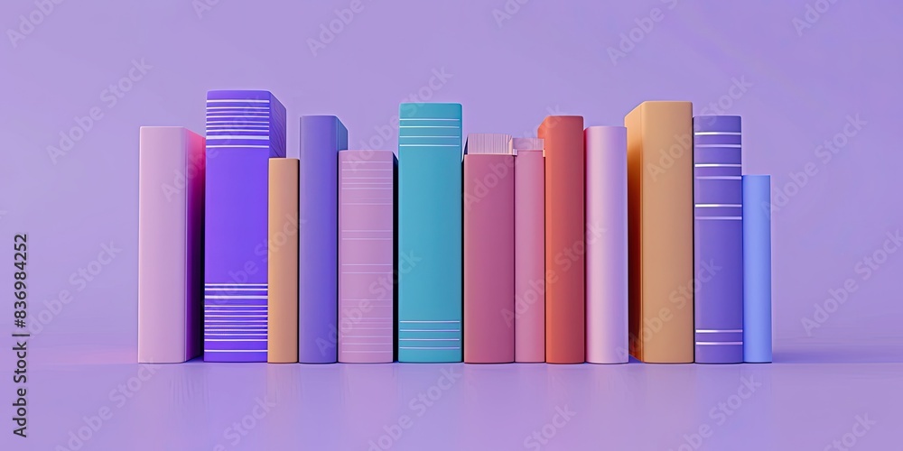Colorful Books on Purple Background Colorful Books on Purple Background