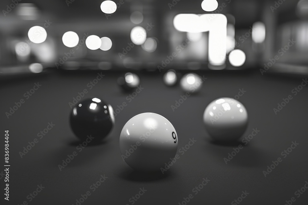 A classic billiard table in black and white A classic billiard table in black and white