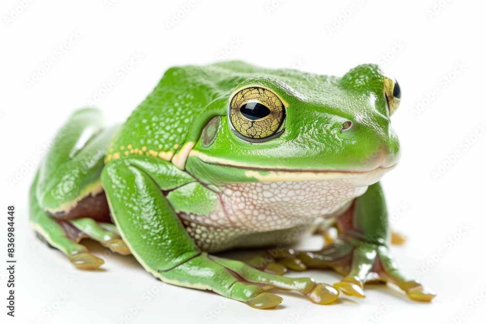 Green tree-frog on white background - close-up Green tree-frog on white background - close-up