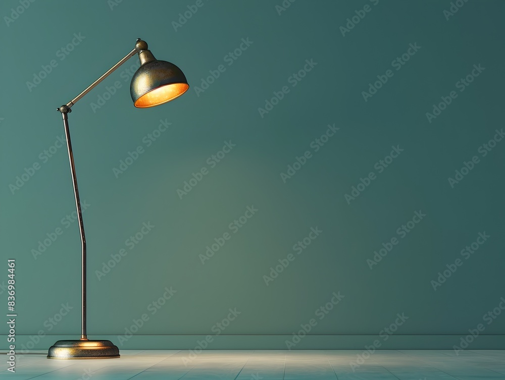 Illuminating Brass Lamp Minimalist Decor in Serene Hunter Green Space Illuminating Brass Lamp Minimalist Decor in Serene Hunter Green Space