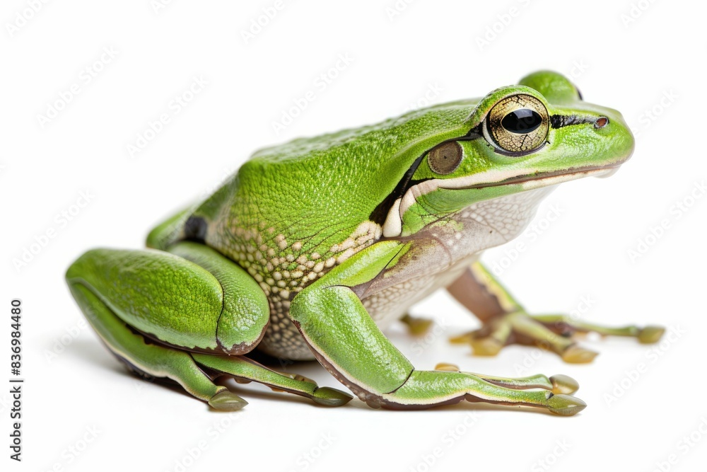Green tree-frog on white background - close-up Green tree-frog on white background - close-up