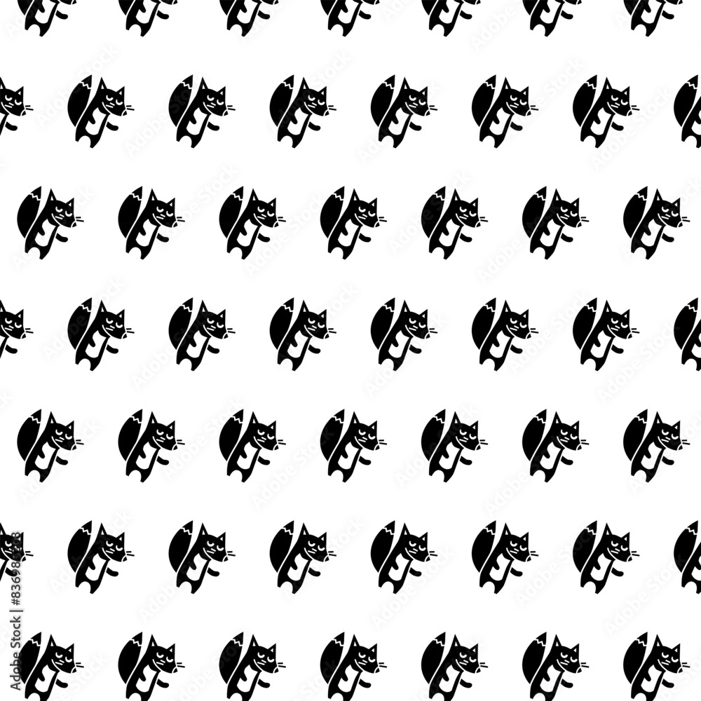 fox pattern black and white illustration for design, template, website, etc fox pattern black and white illustration for design, template, website, etc