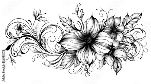 black and white flowers