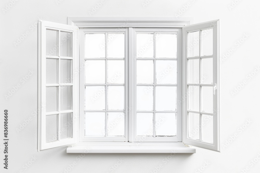 A simple window with a white frame and a white wall, suitable for use in interior design or architecture images A simple window with a white frame and a white wall, suitable for use in interior design or architecture images