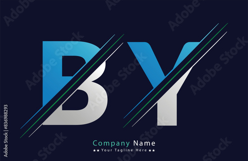 BY Letter logo design vector template.