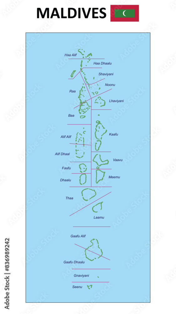 Maldives Map. State and union territories of Maldives. Detailed ...