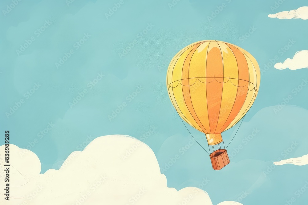 Obraz premium Dreamy Hot Air Balloon Illustration with Copy Space in the Sky