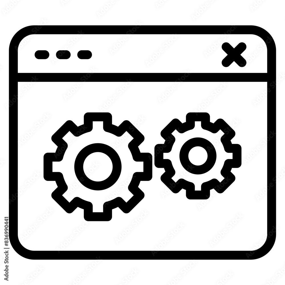 browser with gear, tech support icon browser with gear, tech support icon