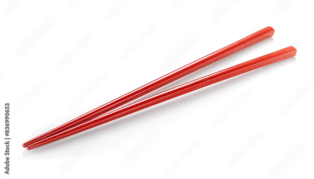 Pair of red chopsticks isolated on white Pair of red chopsticks isolated on white