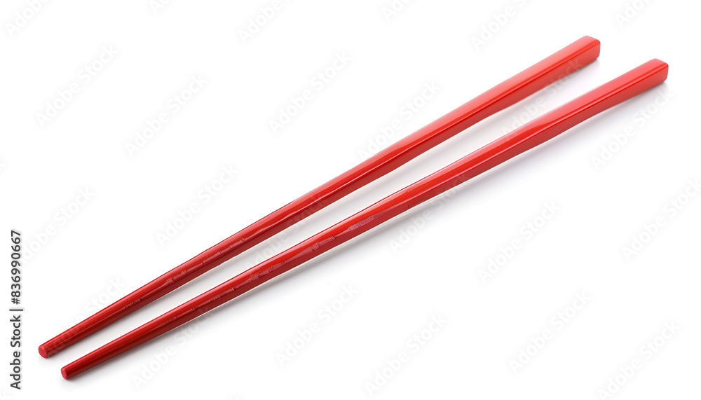 Pair of red chopsticks isolated on white Pair of red chopsticks isolated on white