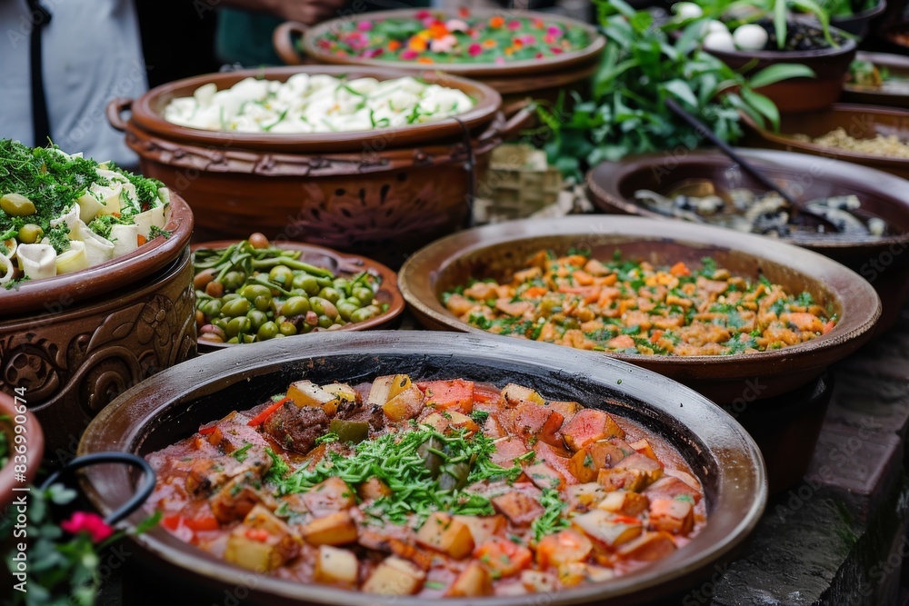 Indulge in the flavorful spread of traditional Argentine cuisine at the tango festival, showcasing the country's rich culinary heritage. Indulge in the flavorful spread of traditional Argentine cuisine at the tango festival, showcasing the country's rich culinary heritage.