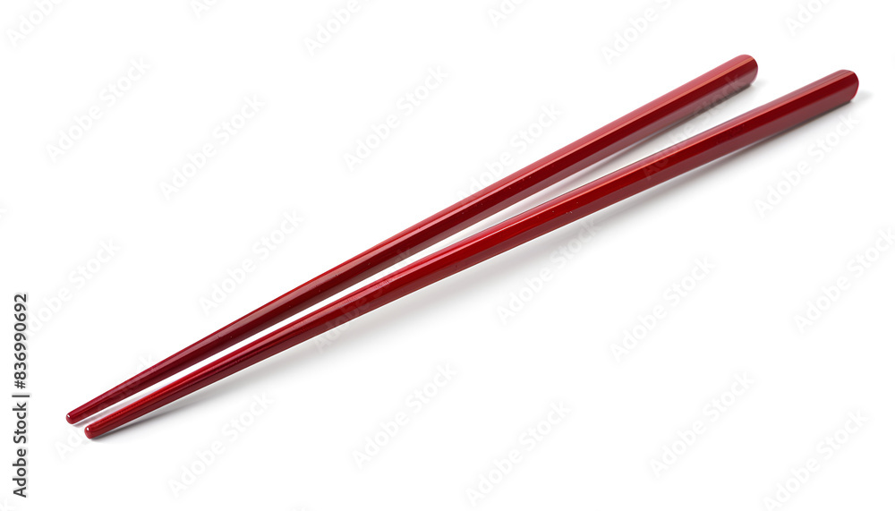 Pair of red chopsticks isolated on white Pair of red chopsticks isolated on white