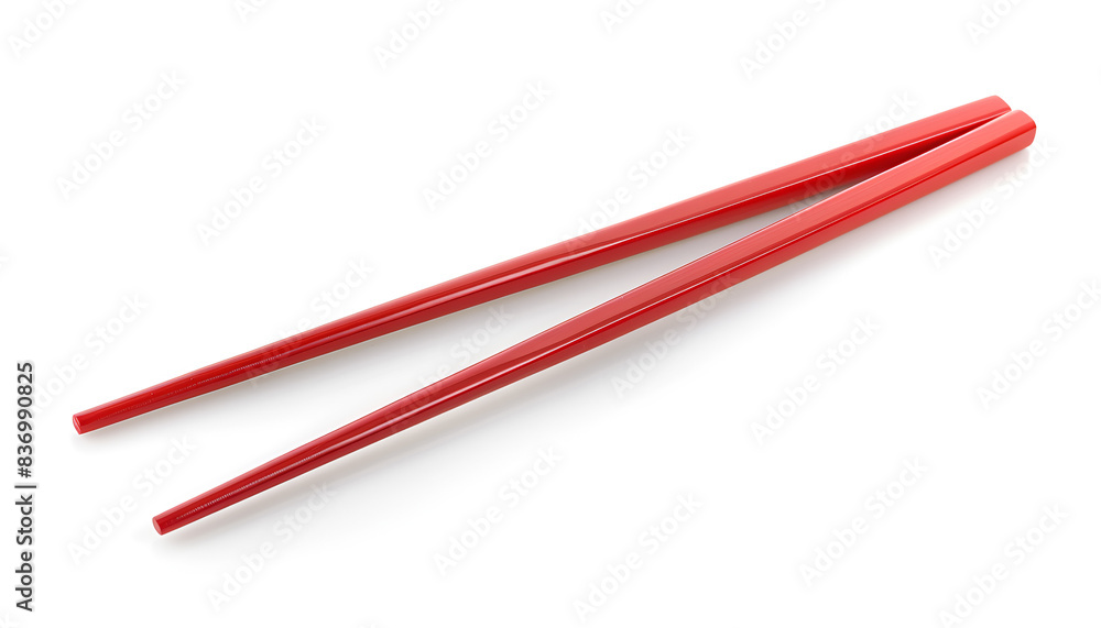 Pair of red chopsticks isolated on white Pair of red chopsticks isolated on white