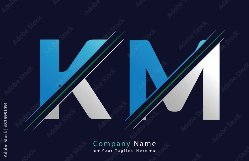 KM Letter logo design vector template. KM Letter logo design vector template.