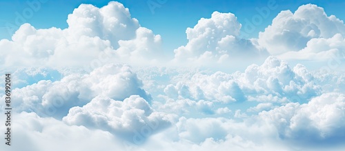 The sky is covered with white clouds. Creative banner. Copyspace image