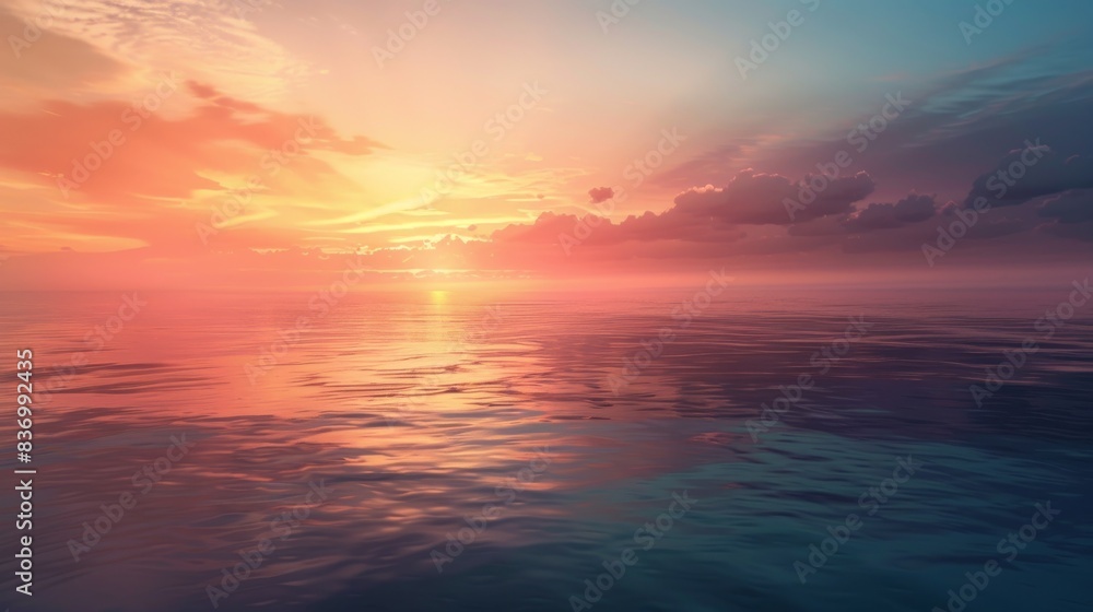 Breathtaking Ocean Sunset with Vibrant Colors and Tranquil Waters Breathtaking Ocean Sunset with Vibrant Colors and Tranquil Waters