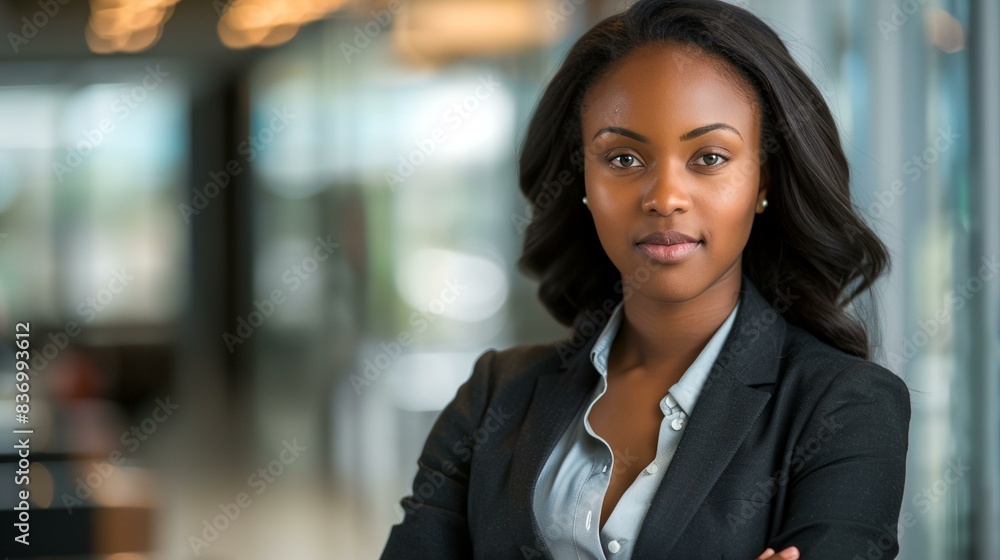 a woman in a suit is posing for a picture in a building with her arms crossed a woman in a suit is posing for a picture in a building with her arms crossed