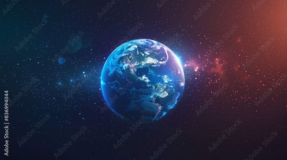 a blue and red earth with stars in the background a blue and red earth with stars in the background