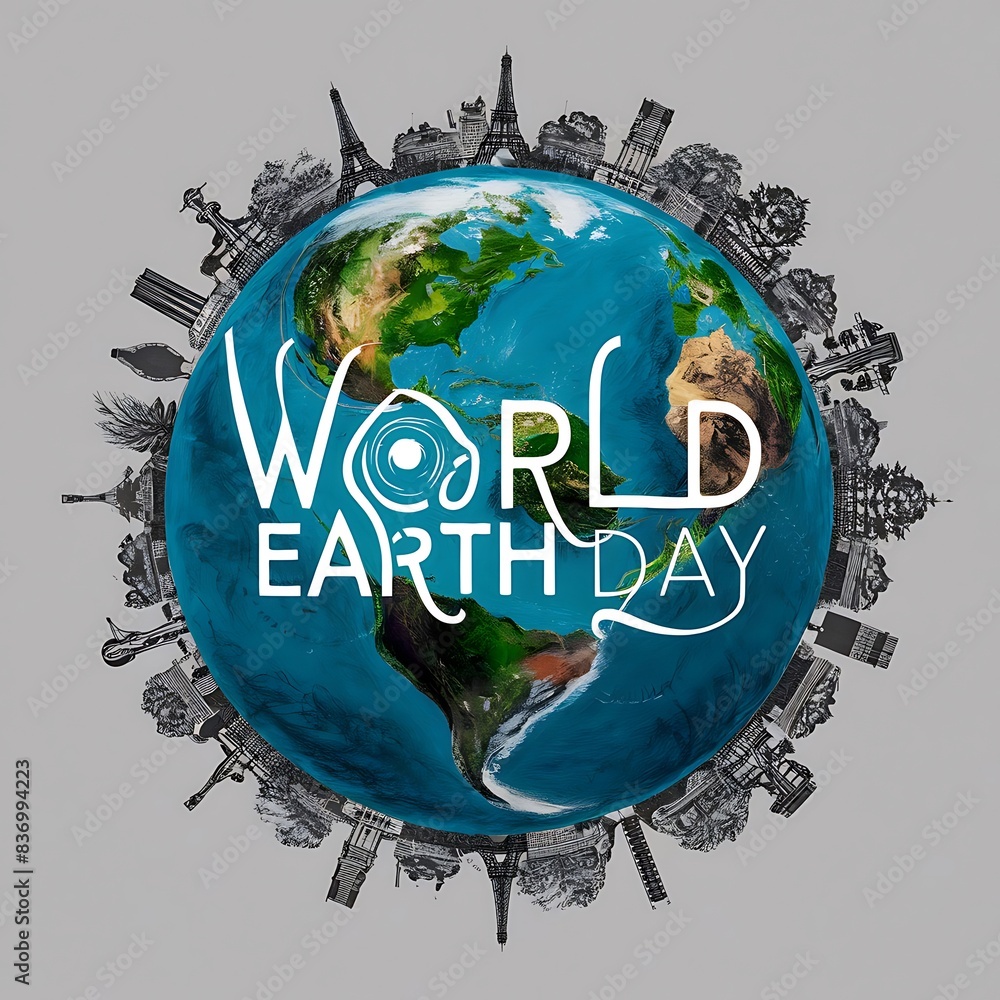 Naklejka premium World Earth Day (Illustration-typography)