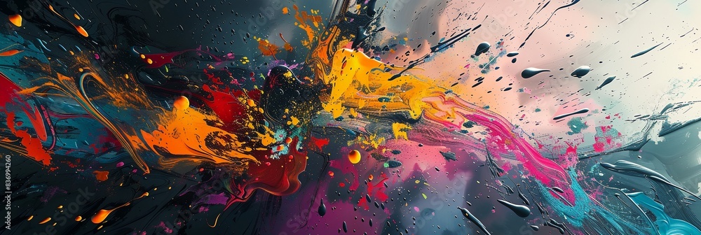 a colorful painting with lots of drops of water a colorful painting with lots of drops of water