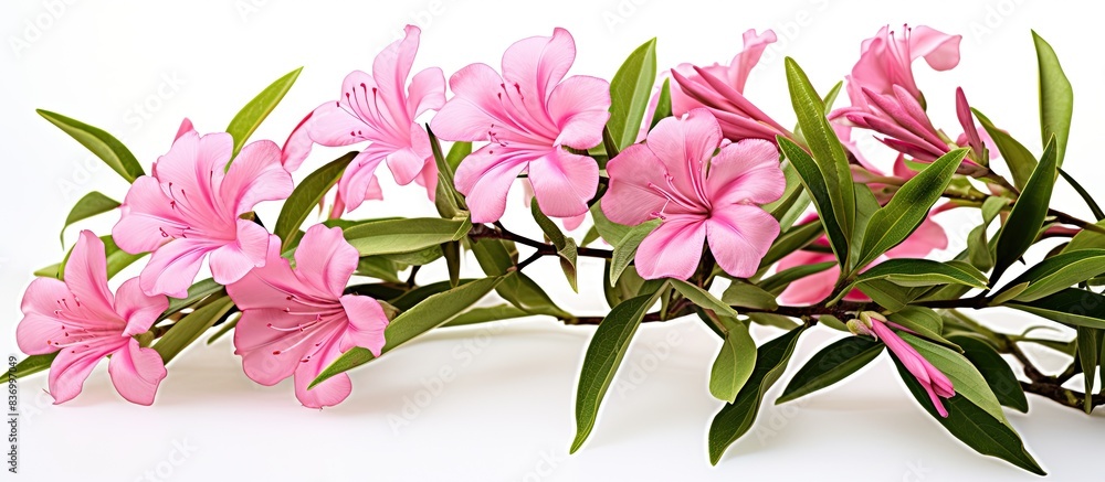 Rose Bay Oleander Sweet Oleander pink flowers on white background. Creative banner. Copyspace image Rose Bay Oleander Sweet Oleander pink flowers on white background. Creative banner. Copyspace image