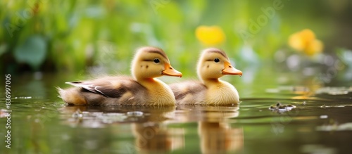 Little Ducklings. Creative banner. Copyspace image