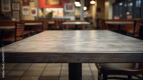 Wooden gray tabletop with blur background