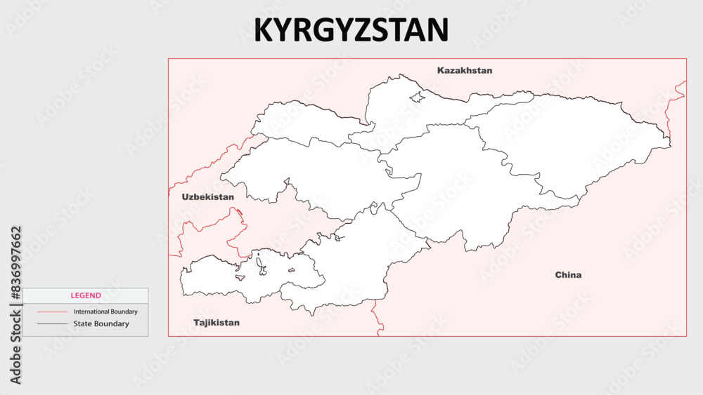 Kyrgyzstan Map. State and district map of KYRGYZSTAN. Political map of KYRGYZSTAN with outline and black and white design. Kyrgyzstan Map. State and district map of KYRGYZSTAN. Political map of KYRGYZSTAN with outline and black and white design.