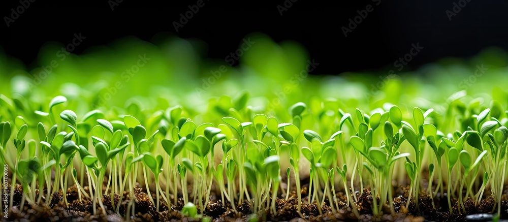 fresh and juicy micro green shoots close up. Creative banner. Copyspace image fresh and juicy micro green shoots close up. Creative banner. Copyspace image