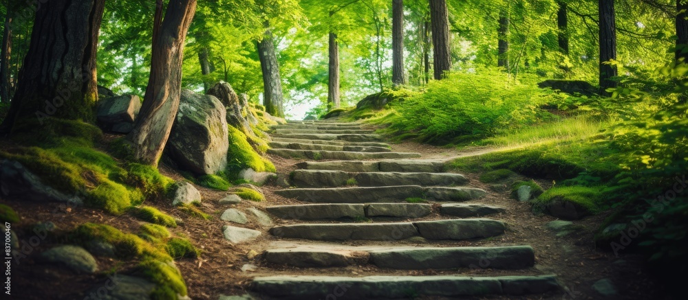 Old wood stairs to nowhere outdoor. Creative banner. Copyspace image Old wood stairs to nowhere outdoor. Creative banner. Copyspace image