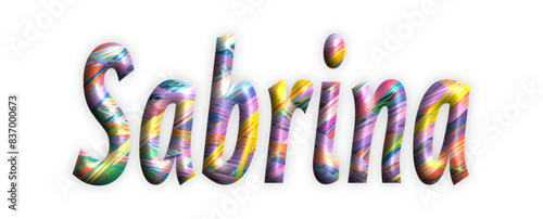 Sabrina - Threads, multicolored stripes - name - three-dimensional effect tubular writing - Vector graphics - Word for  presentations, greetings, banners, card, prints, cricut, silhouette, sublimation
