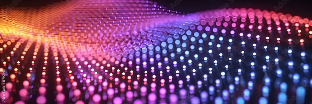 A colorful, abstract pattern of dots is lit up A colorful, abstract pattern of dots is lit up