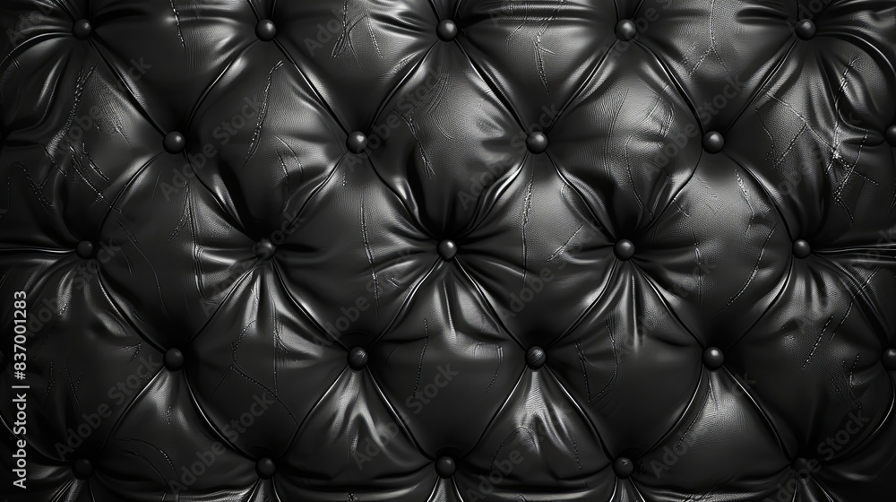 Fototapeta premium Patterned leather couch texture, black, 3D rendering, intricate design