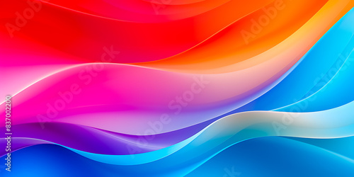 Vibrant Abstract Colorful Wave Pattern - Dynamic Multicolored Background with Smooth Gradient Curves in Red, Pink, Orange, Blue, and Purple Hues - Perfect for Modern Design and Creative Projects