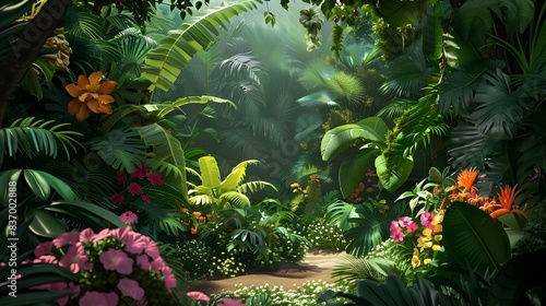 Breathtaking Botanical Wonderland:A Vibrant Tropical Forest Teeming with Diverse Flora