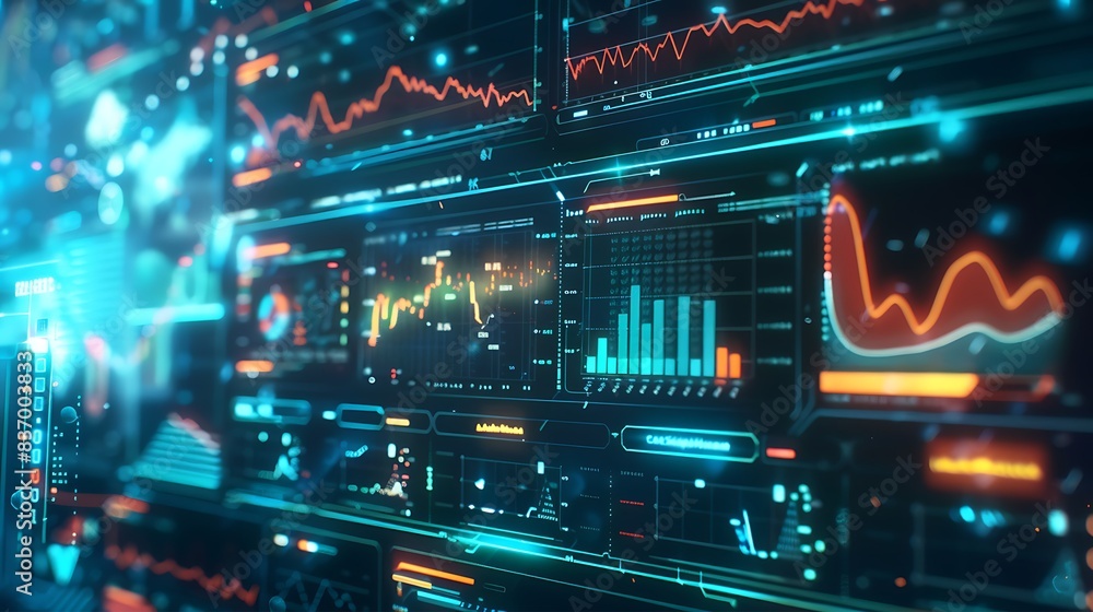 The digital realm with a real photo capturing a computer monitor displaying an abstract network monitoring dashboard. alive with real-time data analytics dynamic graphs and system health indicators. The digital realm with a real photo capturing a computer monitor displaying an abstract network monitoring dashboard. alive with real-time data analytics dynamic graphs and system health indicators.