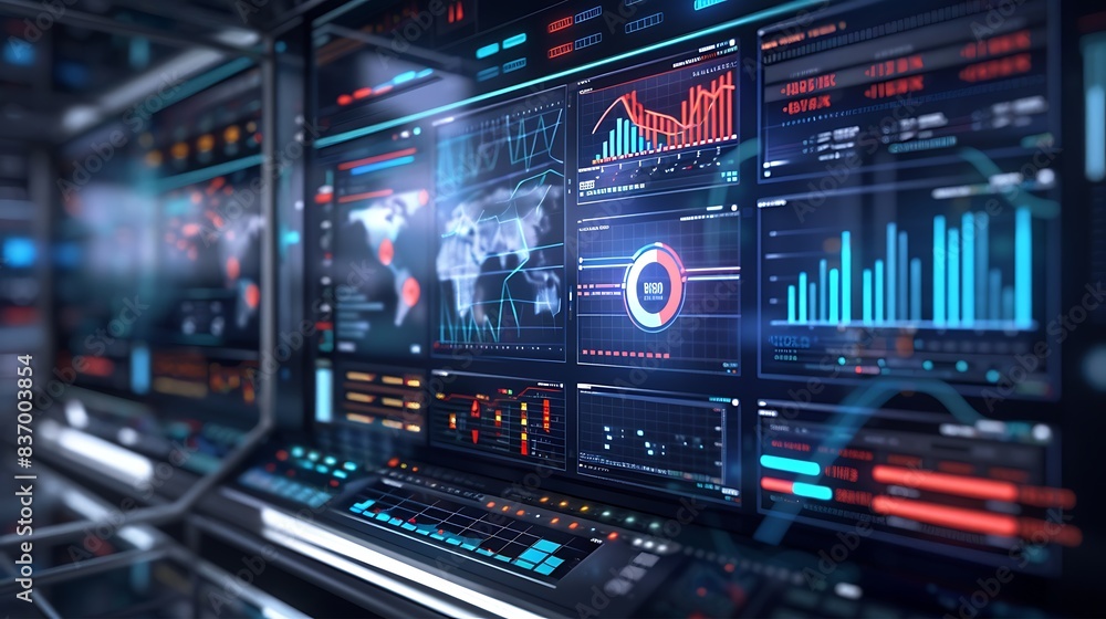 The digital realm with a real photo capturing a computer monitor displaying an abstract network monitoring dashboard. alive with real-time data analytics dynamic graphs and system health indicators. The digital realm with a real photo capturing a computer monitor displaying an abstract network monitoring dashboard. alive with real-time data analytics dynamic graphs and system health indicators.