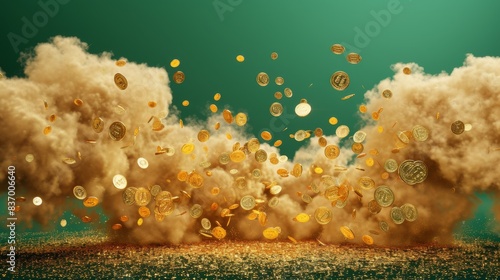 It's raining gold coins from the golden clouds green background --no text --ar 16:9 --quality 0.5 Job ID: 8c529d88-7ec7-45d4-a4aa-cc9644420aea