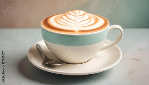 Cappuccino on a color background. tone on tone. stylish. Aesthetic  beautiful.   